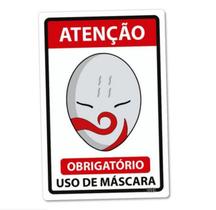 Placa Decorativa Geek 24x16 Cm Atenção Use Máscara Naruto Haku Placa Decorativa Geek 24x16 Cm Atenção Use Máscara Naruto Haku