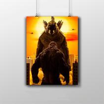 Placa Decorativa Godzilla Vs Kong Poster Por Do Sol 20X30 Placa Decorativa Godzilla Vs Kong Poster Por Do Sol 20X30