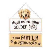 Placa Decorativa Golden Retriever 23x32 Feliz Decoração Pet - Escolha a Cor