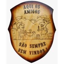 Placa decorativa grande Selva Aqui os amigos são sempre bem vindos
