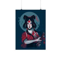 Placa Decorativa Gueixa Estética Desenho 20X30Cm Placa Decorativa Gueixa Estética Desenho 20X30Cm