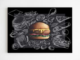 Placa decorativa hamburguer hamburgeria x-tudo lanchonete A4