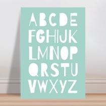 Placa decorativa infantil abc alfabeto branco e azul - Wallkids