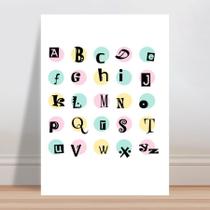 Placa decorativa infantil alfabeto abc círculo colorido - Wallkids