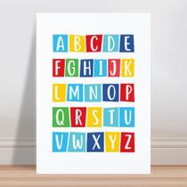 Placa decorativa infantil alfabeto quadrados coloridos