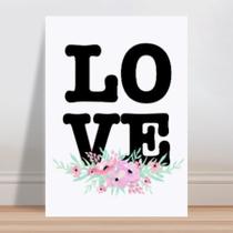 Placa decorativa infantil Amor Floral Tipográfico Rústico