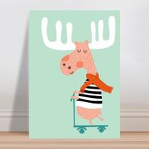 Placa decorativa infantil animal alce de patinete - Wallkids