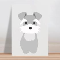 Placa decorativa infantil animal cachorro schnauzer cinza