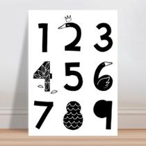 Placa decorativa infantil animal cisnes números pb