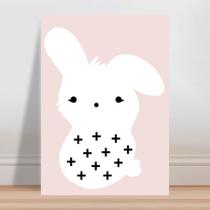 Placa decorativa infantil animal coelho pb fundo rosa