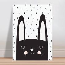 Placa decorativa infantil animal coelho preto e triângulos