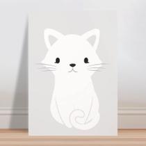 Placa decorativa infantil animal gato branco