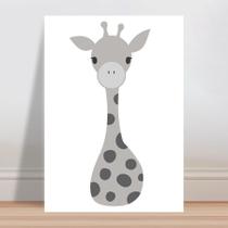 Placa decorativa infantil animal girafa cinza