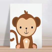 Placa decorativa infantil animal macaco marrom