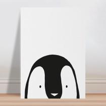 Placa decorativa infantil Animal Pinguim Espiando PB