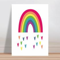 Placa decorativa infantil arco-íris corações coloridos
