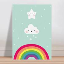 Placa decorativa infantil arco-íris estrela