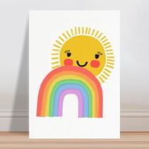 Placa decorativa infantil arco-íris sol