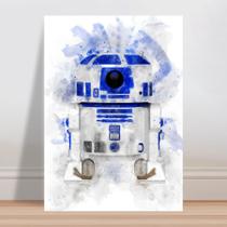 Placa decorativa infantil Arte Aquarela R2-D2 nerd