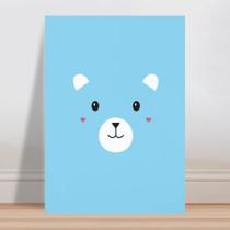 Placa decorativa infantil azul face urso