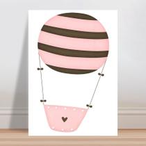 Placa decorativa infantil balão rosa e marrom