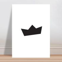 Placa decorativa infantil barquinho de papel preto