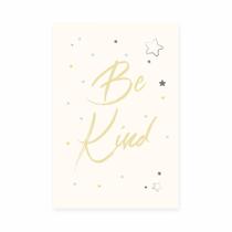 Placa Decorativa Infantil Be Kind Amarela Estrelas 20x30cm