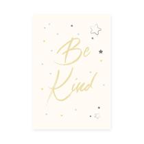 Placa Decorativa Infantil Be Kind Amarela Estrelas 30x40cm