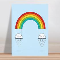 Placa decorativa infantil bebê arco-íris