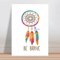 Placa decorativa infantil boho be brave quadrinho