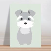 Placa decorativa infantil cachorro schnauzer cinza