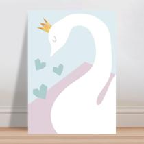 Placa decorativa infantil cisne branco coroa princesa