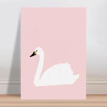 Placa decorativa infantil cisne branco e rosa