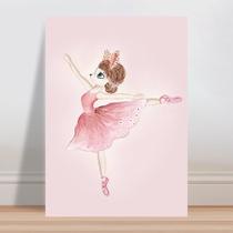 Placa decorativa infantil coelho bailarina fundo rosa