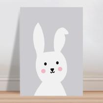 Placa decorativa infantil coelho branco bochechas rosa