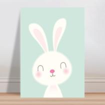 Placa decorativa infantil coelho branco orelhas rosa