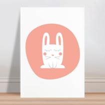 Placa decorativa infantil coelho no círculo rosa