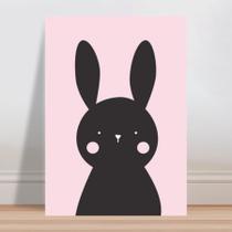 Placa decorativa infantil coelho preto e rosa
