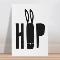 Placa decorativa infantil coelho pulo hop