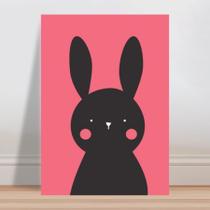 Placa decorativa infantil coelho rosa e preto