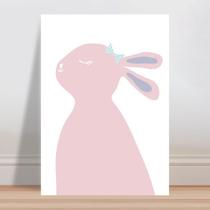 Placa decorativa infantil coelho rosa