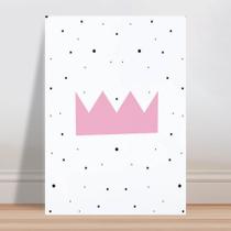 Placa decorativa infantil coroa princesa rosa