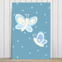 Placa Decorativa Infantil Coruja Baby Azul Borboletas 20x30