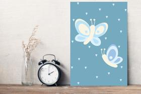 Placa Decorativa Infantil Coruja Baby Azul Borboletas 30x40