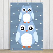 Placa Decorativa Infantil Coruja Baby Azul MDF 30x40cm