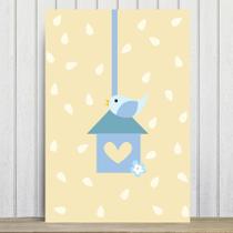 Placa Decorativa Infantil Coruja Baby Azul Passarinho 30x40