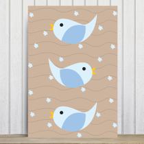 Placa Decorativa Infantil Coruja Baby Azul Passarinhos 20x30