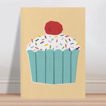 Placa decorativa infantil cup cake colorido