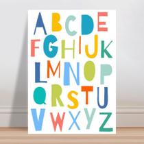 Placa decorativa infantil desenho abc alfabeto colorido