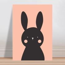 Placa decorativa infantil desenho coelho preto e rosa